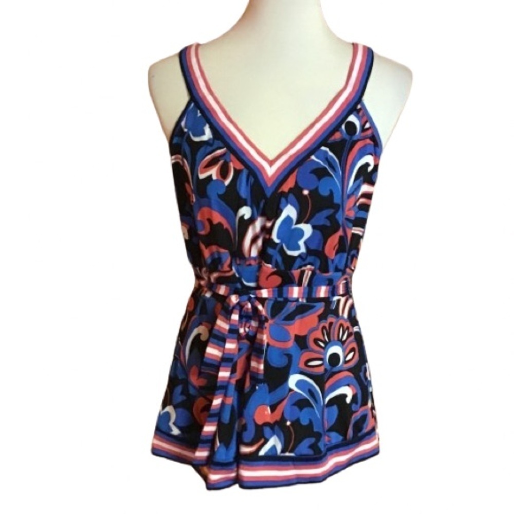 Y2K vibes Fabulosity belted psychedelic tank top